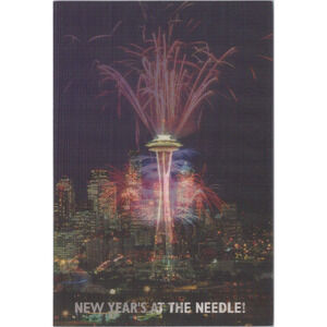 Seattle WA Space Needle New Years Eve Fireworks Lenticular Flicker Postcard